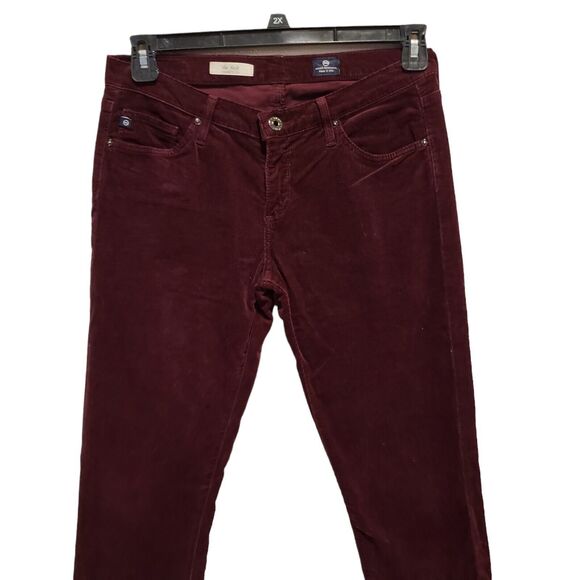 AG Adriano Goldschmied the Stilt Cigarette Leg Skinny Pants 28R Burgundy Stretch - Picture 10 of 11